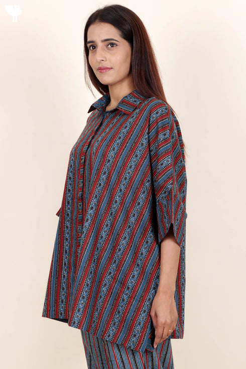 Cambric Cotton Top In Block Print