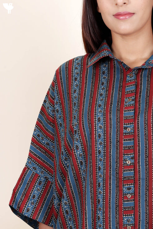 Cambric Cotton Top In Block Print