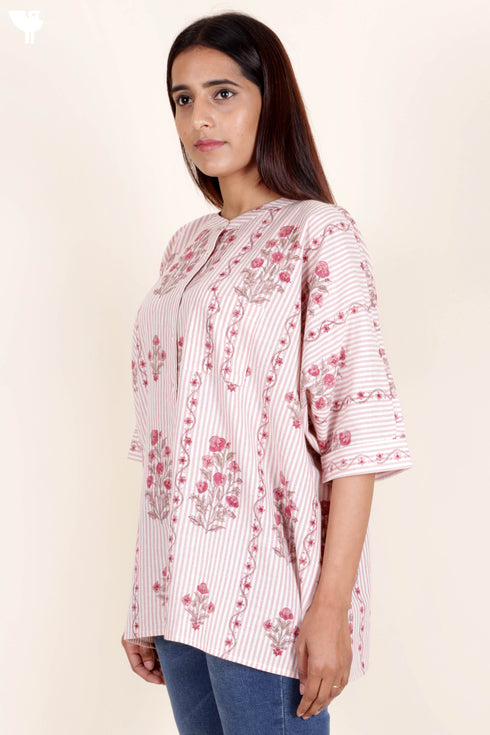 Khaadi Cotton Poncho Top In Block Print