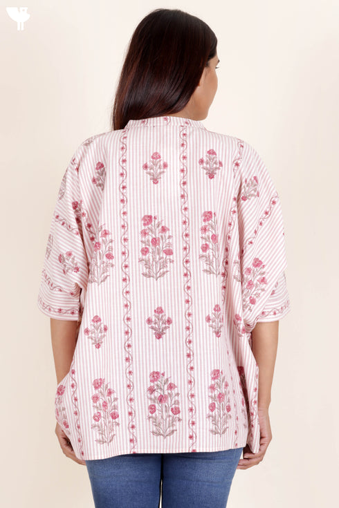 Khaadi Cotton Poncho Top In Block Print