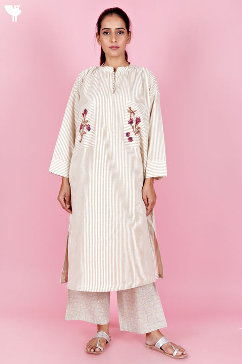 Khaadi Cotton Kurta with Embroidery