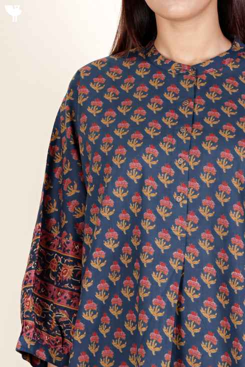 Cambric Cotton Top In Block Print