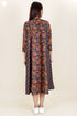 Cambric Cotton Paneled Dress In Block Print