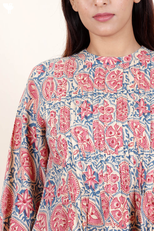 Slub Cotton Top In Block Print
