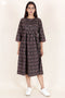 Cambric Cotton Midi Dress In Block Print