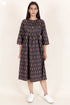 Cambric Cotton Midi Dress In Block Print