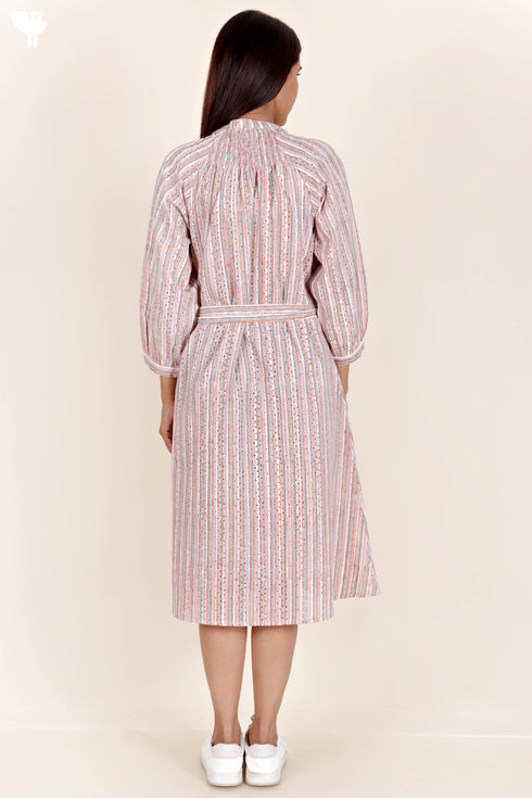 Cotton Broderie Anglaise Shirt Dress In Block Print