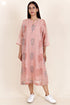 Chanderi Silk Dress With Slip In Floral Block Print