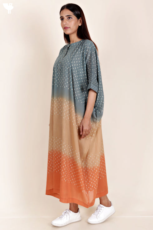 Mulmul Cotton Poncho In Block Print