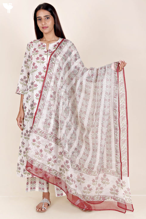Mulmul Cotton Dress In Block Print