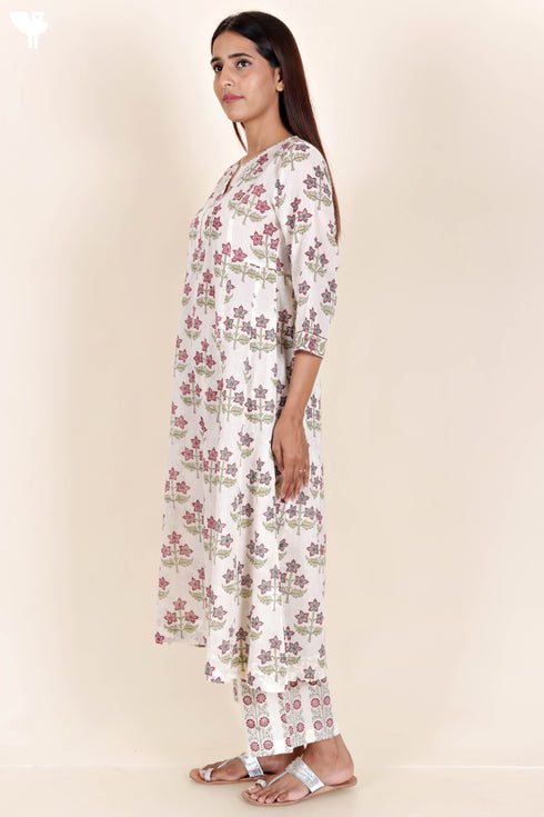 Mulmul Cotton Dress In Block Print