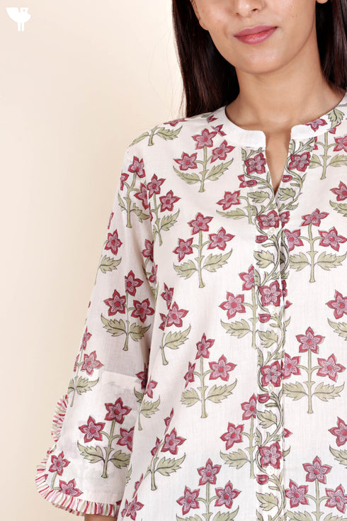 Mulmul Cotton Top In Block Print