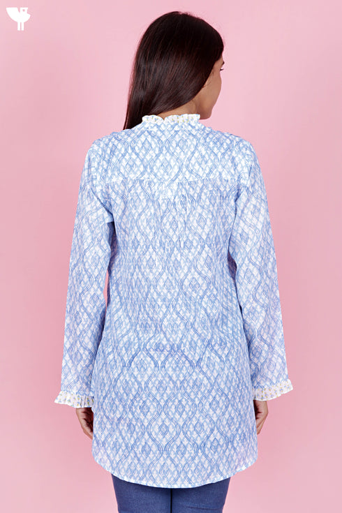 Mulmul Cotton Top In Block Print