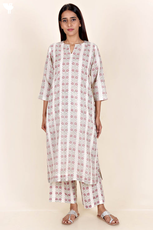 Chanderi Silk Kurta InBlock Print