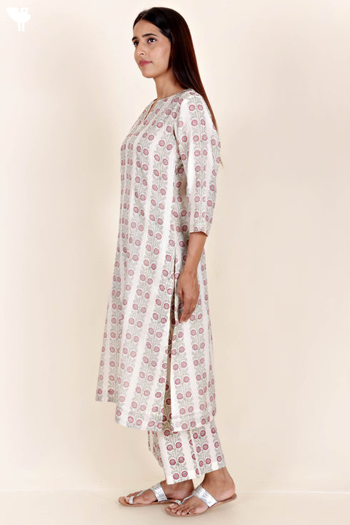 Chanderi Silk Kurta InBlock Print