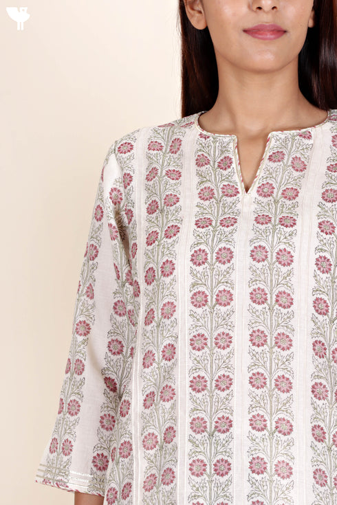 Chanderi Silk Kurta InBlock Print
