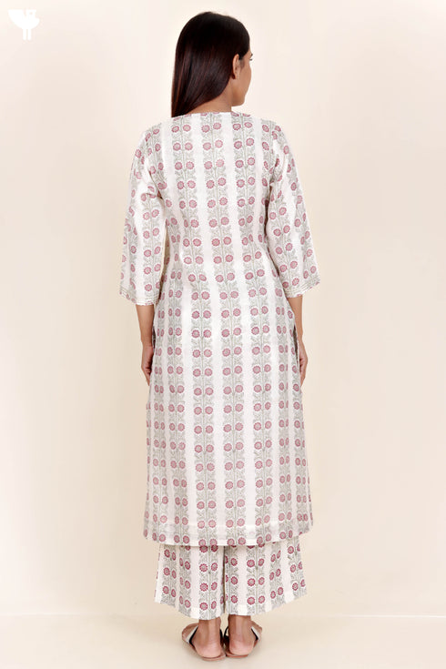Chanderi Silk Kurta InBlock Print