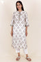 Chanderi Silk Kurta In Floral Block Print