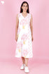 Cambric Cotton Sleeveless Dress In Floral Block Print