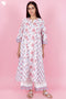 Cambric Cotton Kurta In Floral Block Print