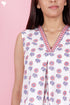 Cambric Cotton Top in Floral Block Print