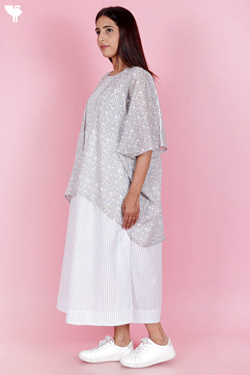 Cambric Cotton Dress With Shrug In Floral Print