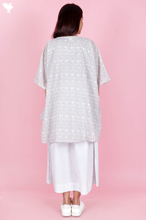 Cambric Cotton Dress With Shrug In Floral Print