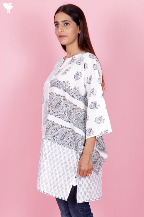 Cambric Cotton Loose Fit Top In Block Print