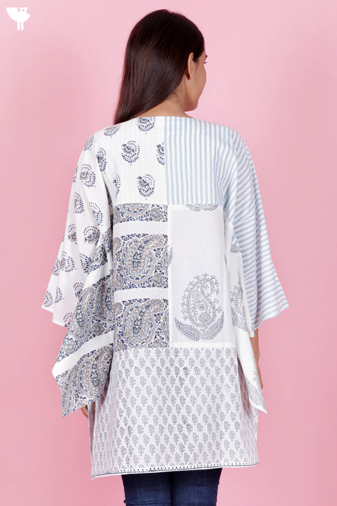 Cambric Cotton Loose Fit Top In Block Print