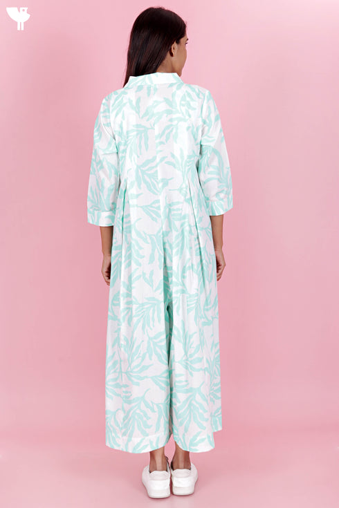Cambric Cotton Jumpsuit In Block Print