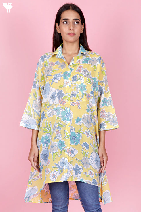 Mulmul Cotton Top In Floral Print
