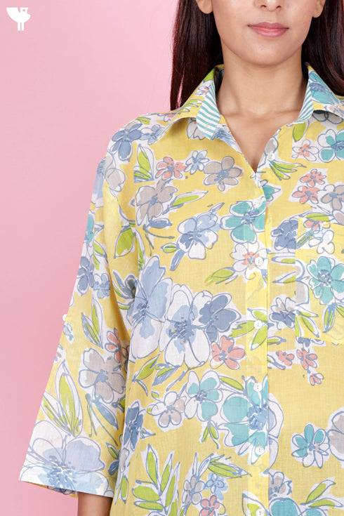 Mulmul Cotton Top In Floral Print
