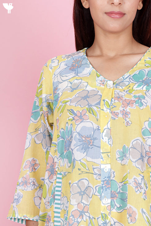 Mulmul Cotton Dress In Floral Print