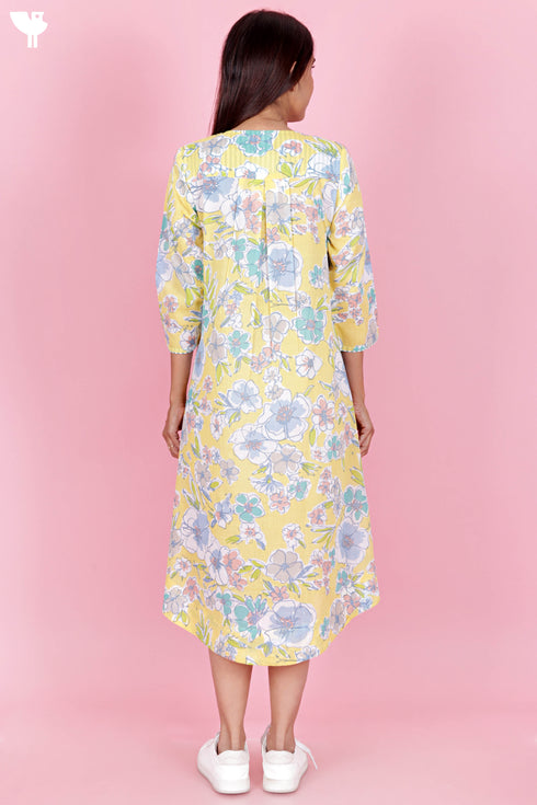 Mulmul Cotton Dress In Floral Print