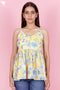 Mulmul Cotton Spaghetti Top In Floral Print