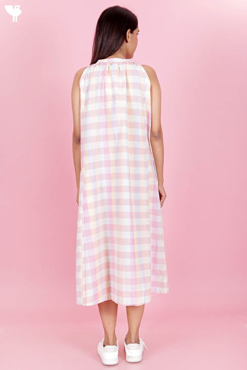 Khaadi Cotton Sleeveless Dress In Checks