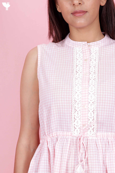 Khaadi Cotton Sleeveless Dress With Lace