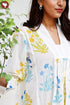 Slub Cotton Panelled Dress In Floral Block Print