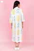 Slub Cotton Panelled Dress In Floral Block Print