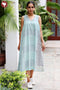 Slub Cotton Sleeveless Dress In Block Print