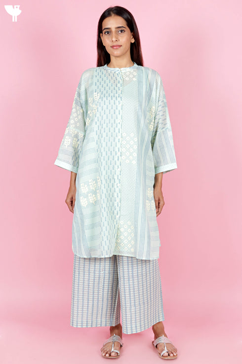 Mulmul Cotton Kurta With Slip In Block Print