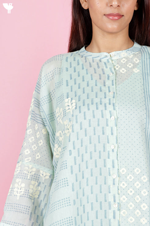 Mulmul Cotton Kurta With Slip In Block Print