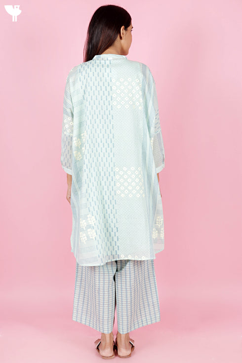 Mulmul Cotton Kurta With Slip In Block Print