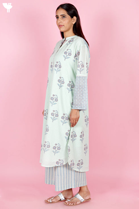 Mulmul Cotton Kurta In Block Print
