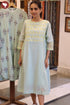 Kota Doria Cotton Dress With Slip In Block Print