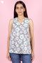 Cambric Cotton Sleeveless Top In Block Print