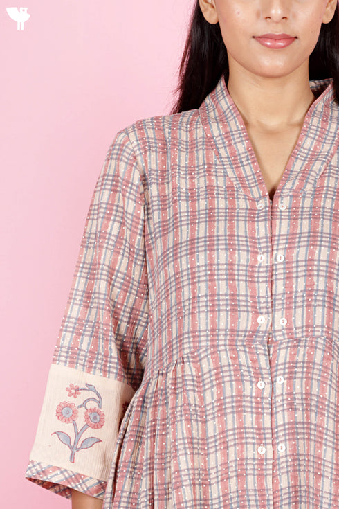 Cotton Crepe Dress In Block Print