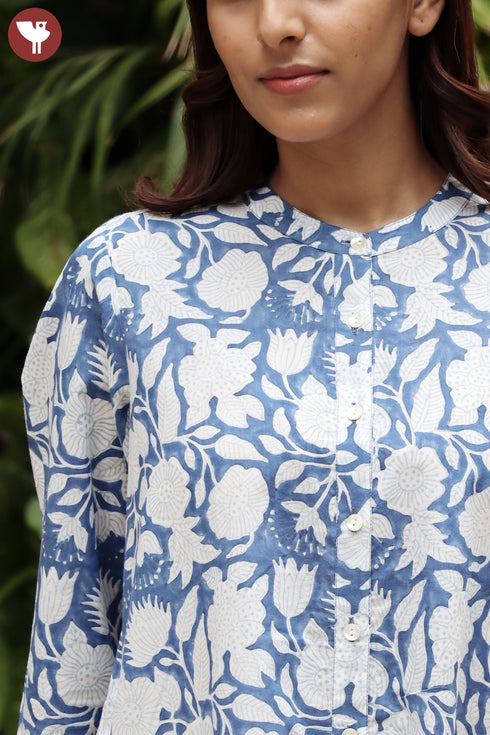 Cambric Cotton Dress With Block Print