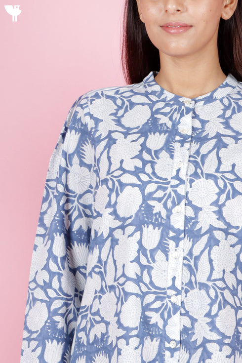 Cambric Cotton Dress With Block Print