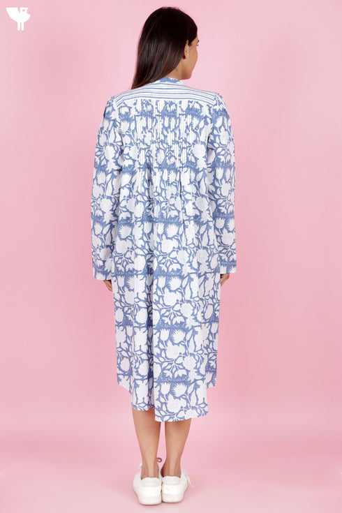 Cambric Cotton Dress With Block Print